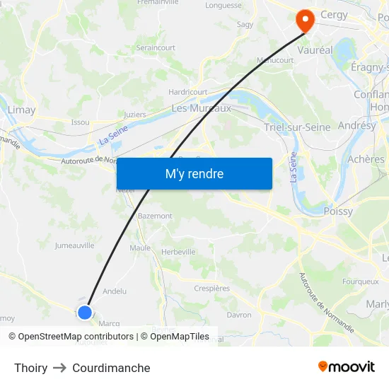 Thoiry to Courdimanche map