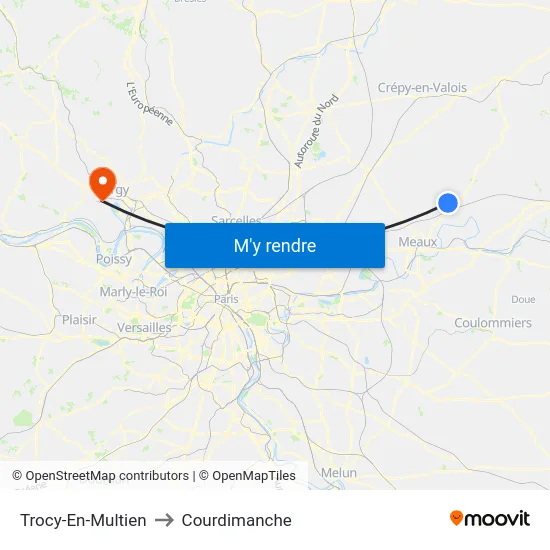 Trocy-En-Multien to Courdimanche map