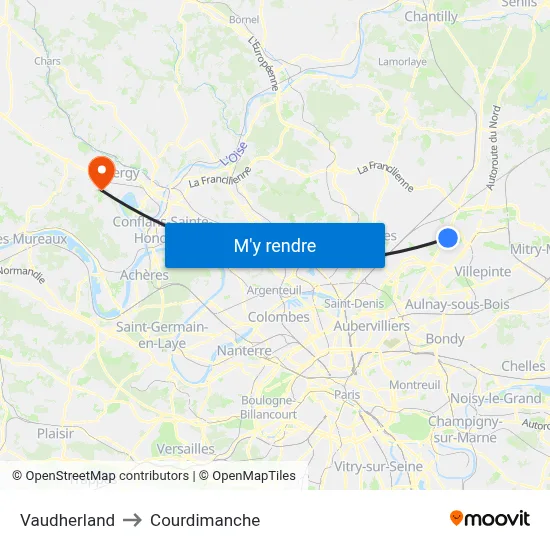 Vaudherland to Courdimanche map