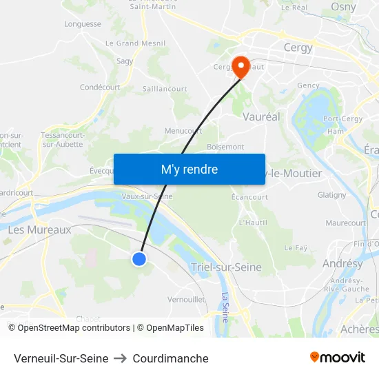 Verneuil-Sur-Seine to Courdimanche map
