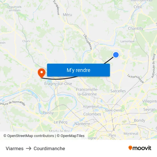 Viarmes to Courdimanche map