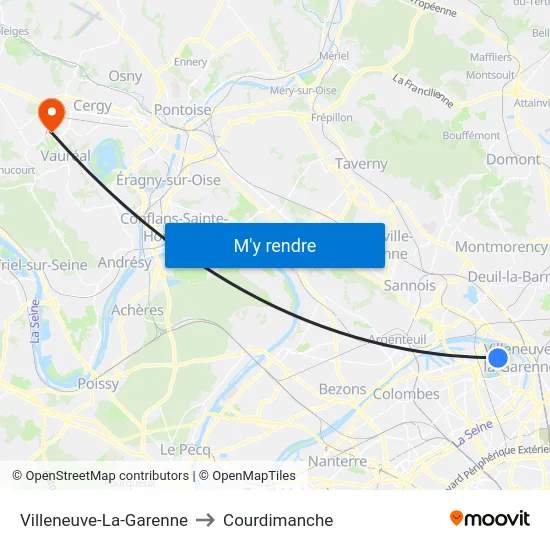 Villeneuve-La-Garenne to Courdimanche map