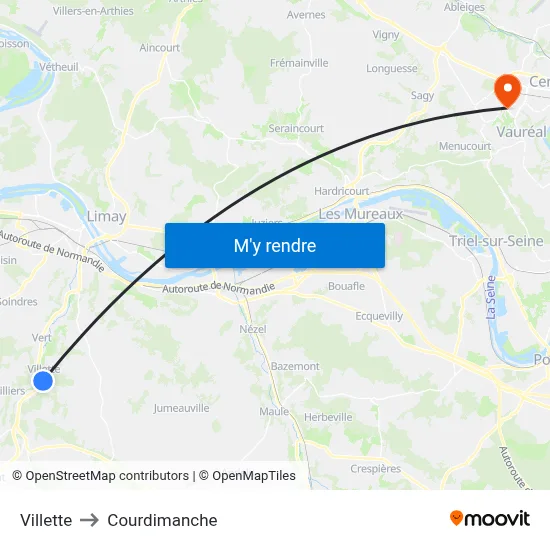 Villette to Courdimanche map