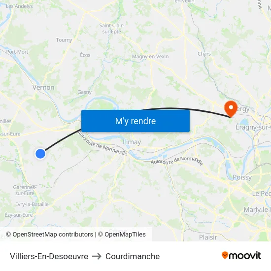 Villiers-En-Desoeuvre to Courdimanche map