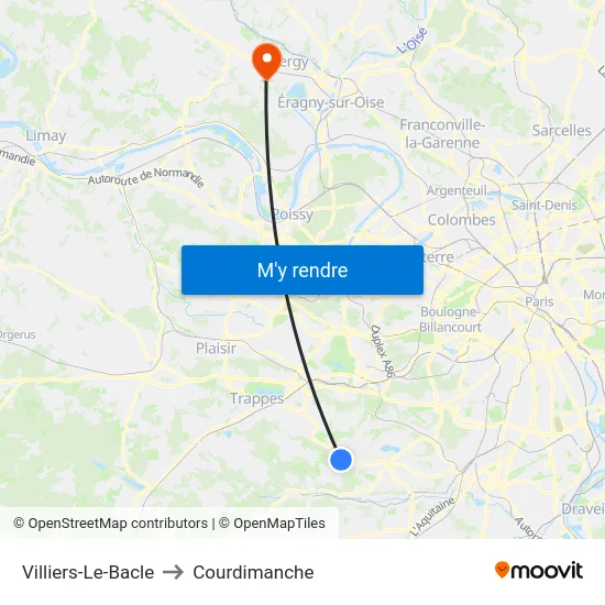 Villiers-Le-Bacle to Courdimanche map