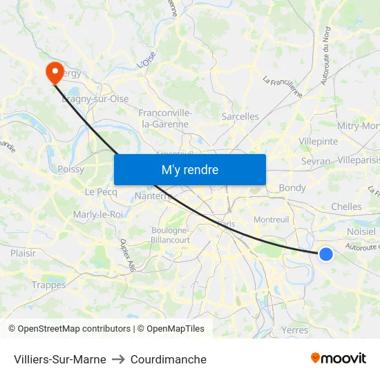 Villiers-Sur-Marne to Courdimanche map