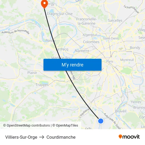 Villiers-Sur-Orge to Courdimanche map