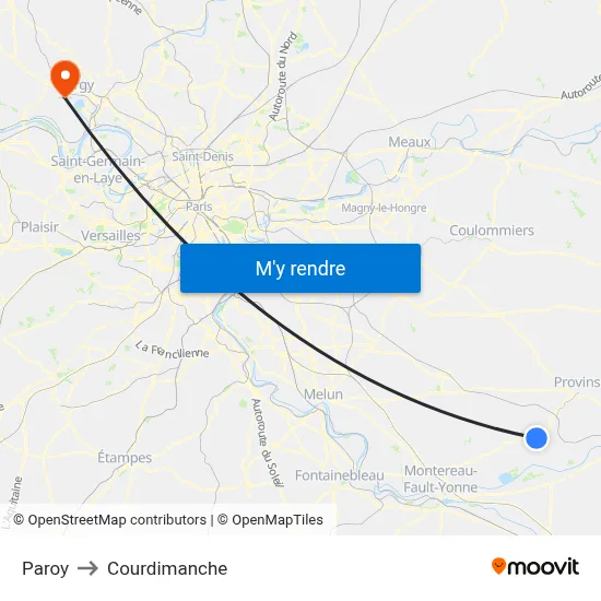 Paroy to Courdimanche map