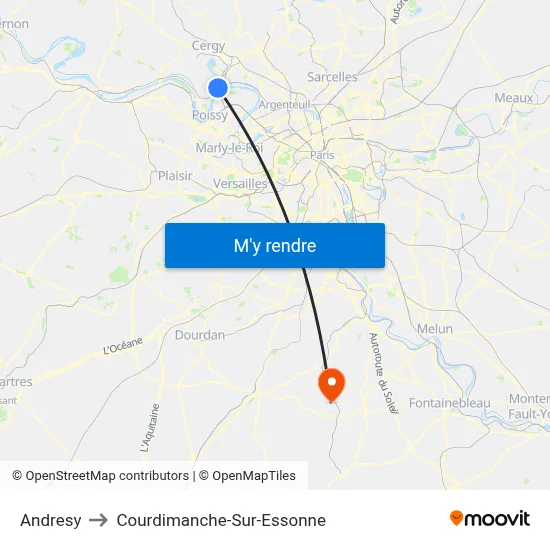 Andresy to Courdimanche-Sur-Essonne map