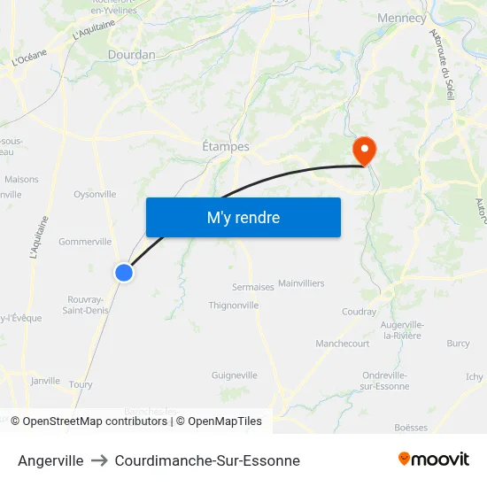 Angerville to Courdimanche-Sur-Essonne map