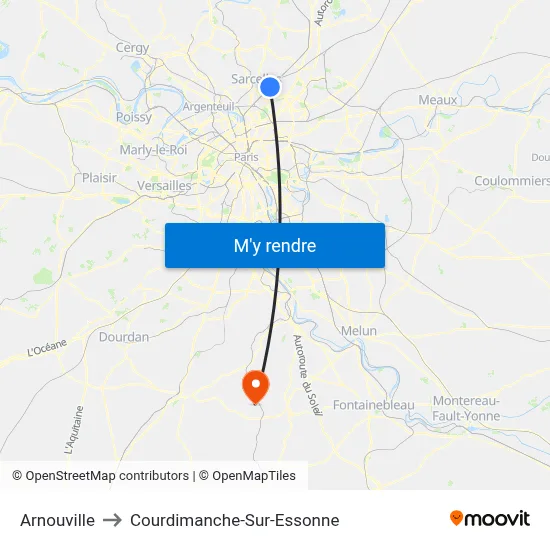 Arnouville to Courdimanche-Sur-Essonne map