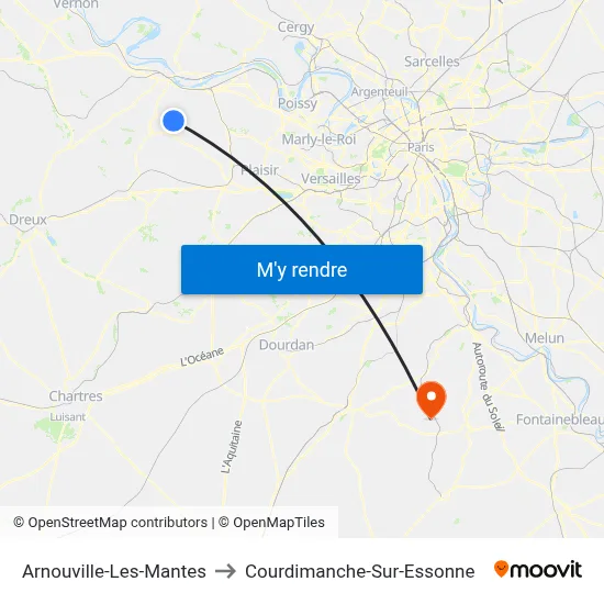 Arnouville-Les-Mantes to Courdimanche-Sur-Essonne map