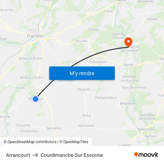 Arrancourt to Courdimanche-Sur-Essonne map