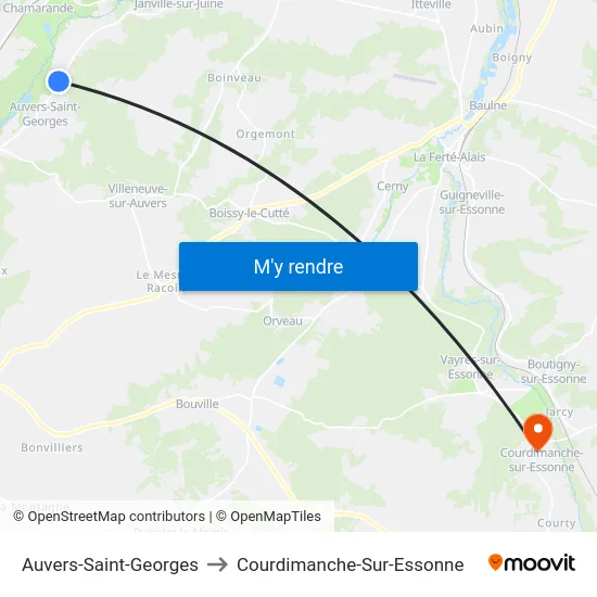 Auvers-Saint-Georges to Courdimanche-Sur-Essonne map