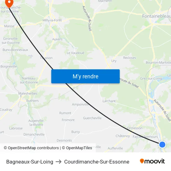 Bagneaux-Sur-Loing to Courdimanche-Sur-Essonne map