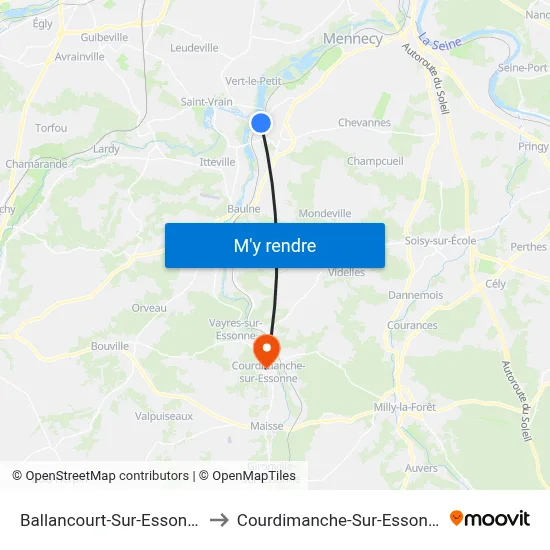 Ballancourt-Sur-Essonne to Courdimanche-Sur-Essonne map