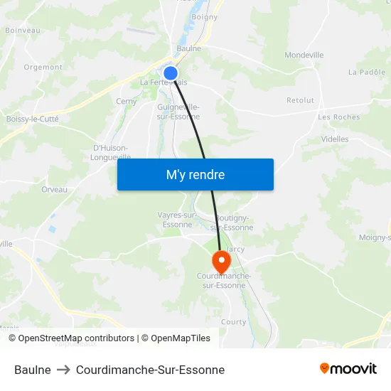 Baulne to Courdimanche-Sur-Essonne map
