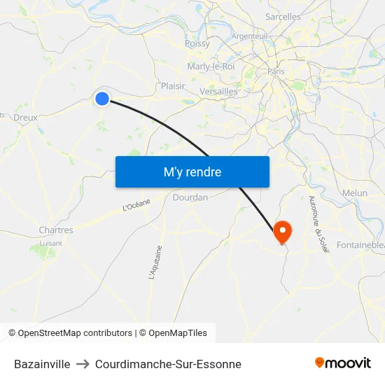 Bazainville to Courdimanche-Sur-Essonne map