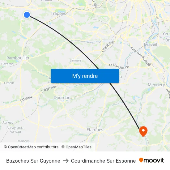 Bazoches-Sur-Guyonne to Courdimanche-Sur-Essonne map