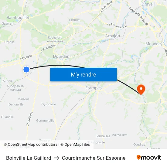 Boinville-Le-Gaillard to Courdimanche-Sur-Essonne map