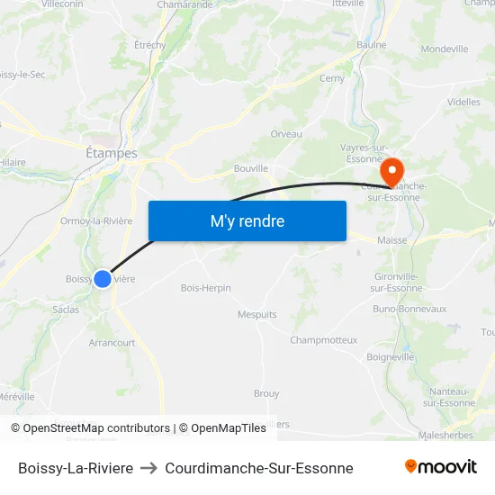 Boissy-La-Riviere to Courdimanche-Sur-Essonne map