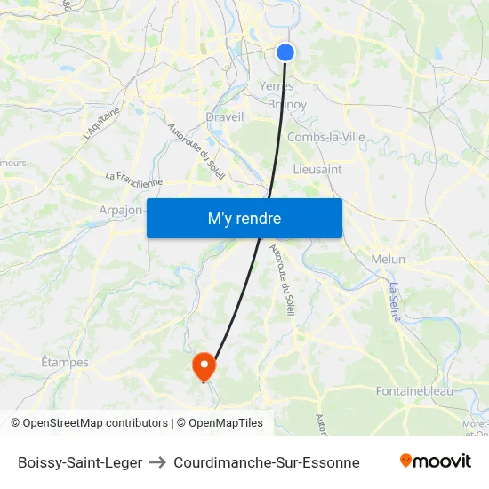 Boissy-Saint-Leger to Courdimanche-Sur-Essonne map