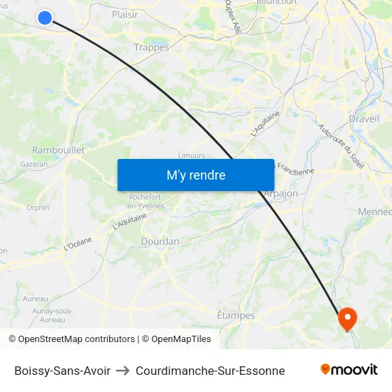 Boissy-Sans-Avoir to Courdimanche-Sur-Essonne map
