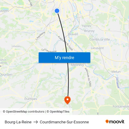 Bourg-La-Reine to Courdimanche-Sur-Essonne map