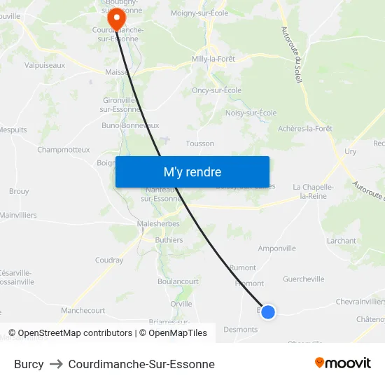 Burcy to Courdimanche-Sur-Essonne map