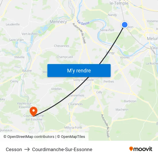 Cesson to Courdimanche-Sur-Essonne map