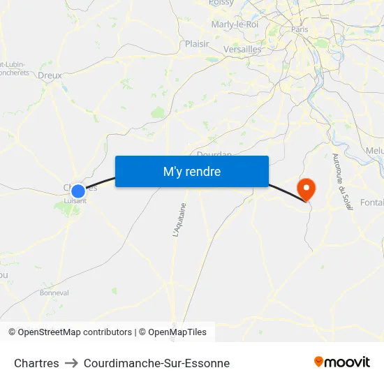 Chartres to Courdimanche-Sur-Essonne map
