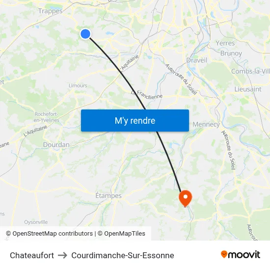 Chateaufort to Courdimanche-Sur-Essonne map