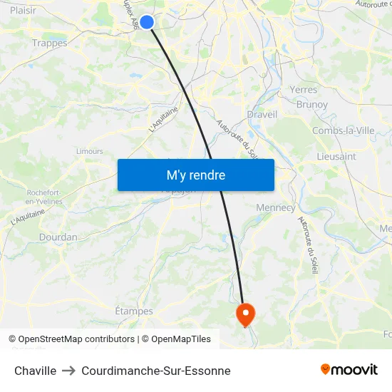 Chaville to Courdimanche-Sur-Essonne map
