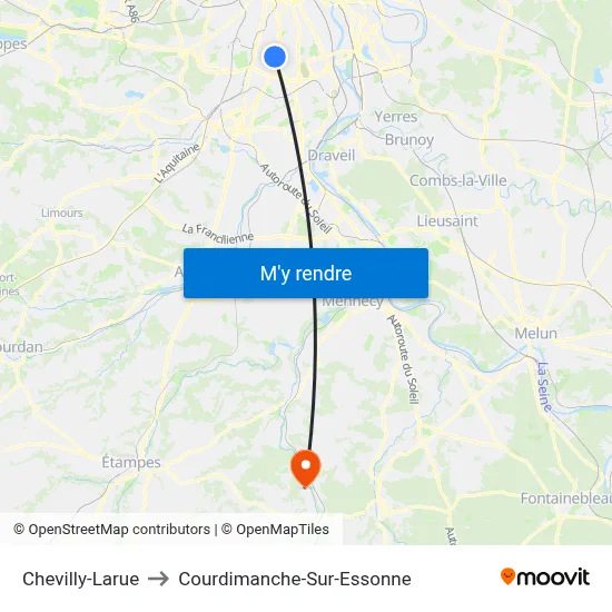 Chevilly-Larue to Courdimanche-Sur-Essonne map