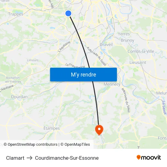 Clamart to Courdimanche-Sur-Essonne map