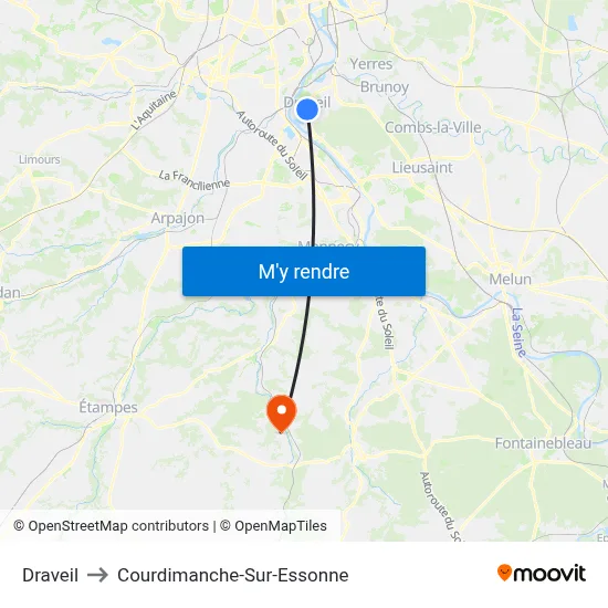 Draveil to Courdimanche-Sur-Essonne map