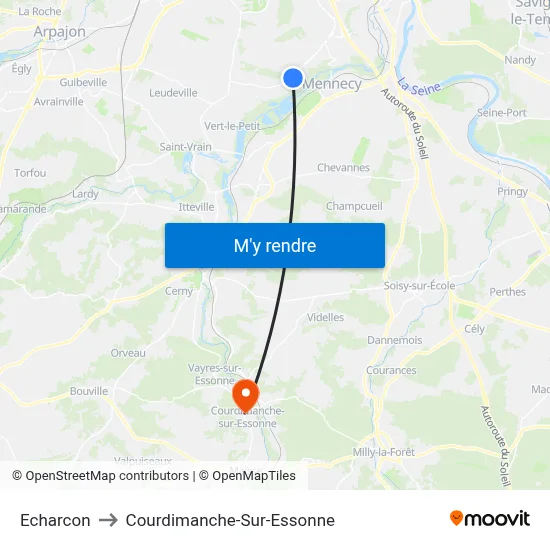 Echarcon to Courdimanche-Sur-Essonne map