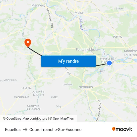 Ecuelles to Courdimanche-Sur-Essonne map
