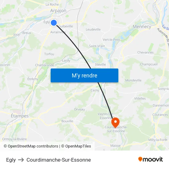 Egly to Courdimanche-Sur-Essonne map
