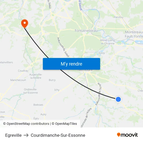 Egreville to Courdimanche-Sur-Essonne map