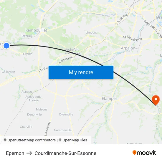 Epernon to Courdimanche-Sur-Essonne map