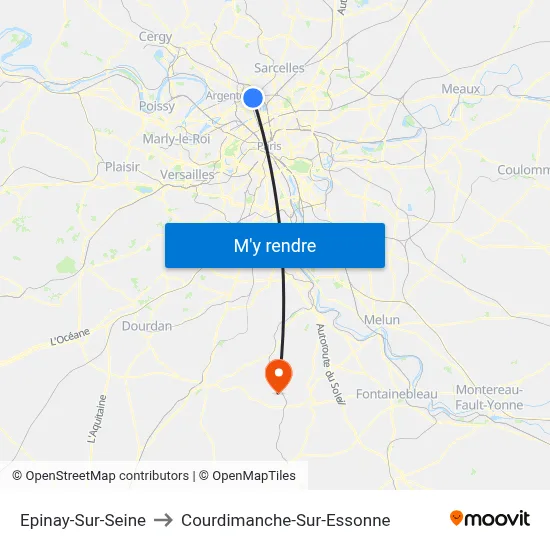 Epinay-Sur-Seine to Courdimanche-Sur-Essonne map