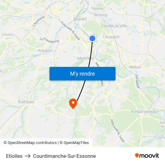Etiolles to Courdimanche-Sur-Essonne map