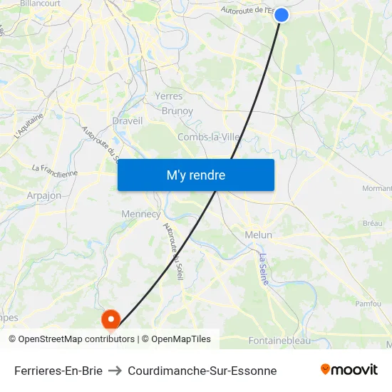 Ferrieres-En-Brie to Courdimanche-Sur-Essonne map