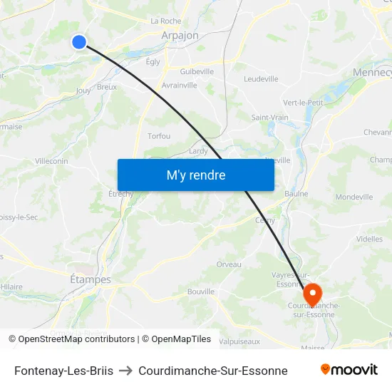 Fontenay-Les-Briis to Courdimanche-Sur-Essonne map