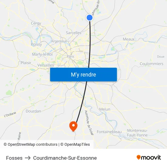 Fosses to Courdimanche-Sur-Essonne map