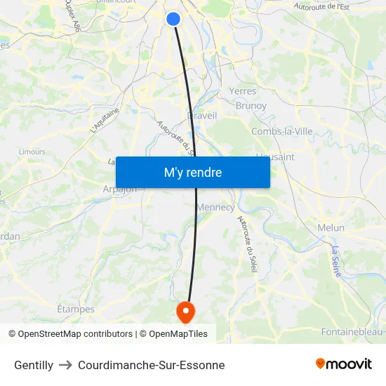 Gentilly to Courdimanche-Sur-Essonne map