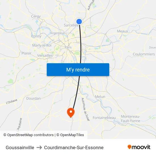 Goussainville to Courdimanche-Sur-Essonne map