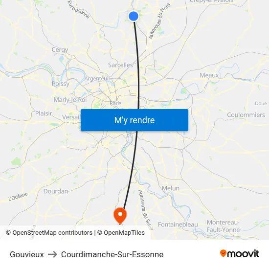 Gouvieux to Courdimanche-Sur-Essonne map