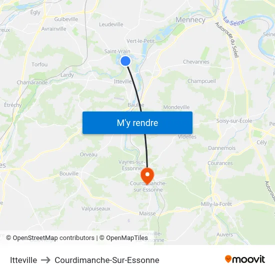 Itteville to Courdimanche-Sur-Essonne map
